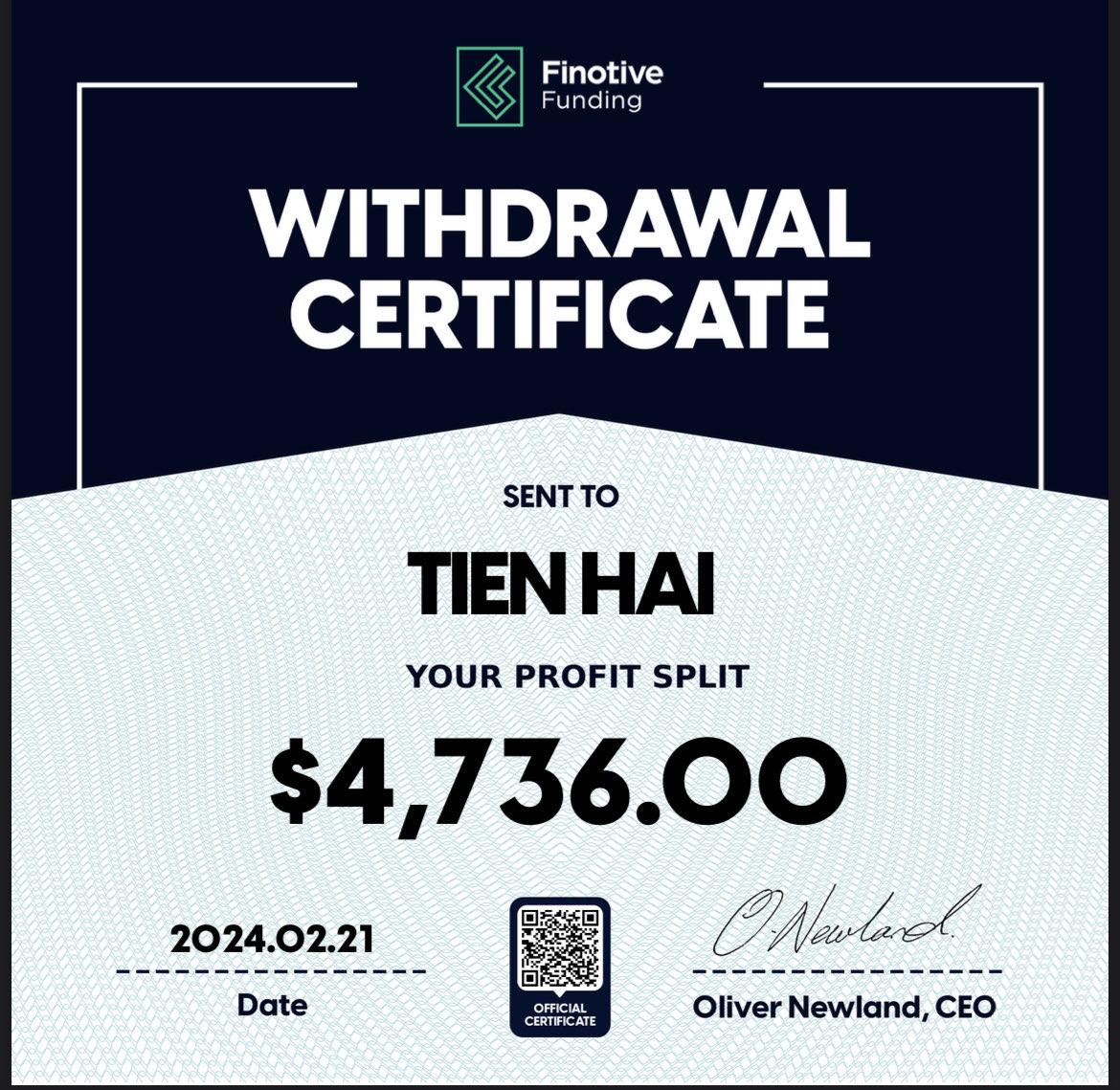 Trading Certificate 20