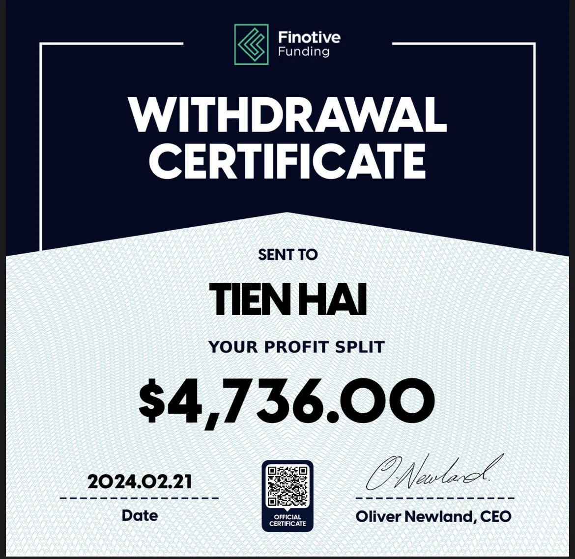 Trading Certificate 20