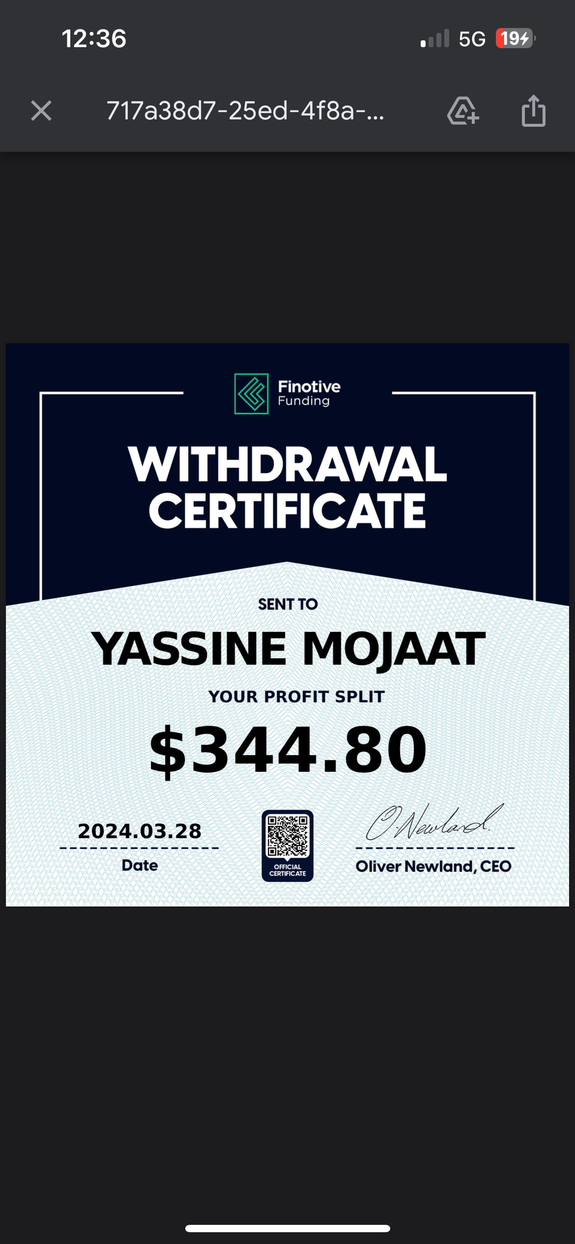 Trading Certificate 62