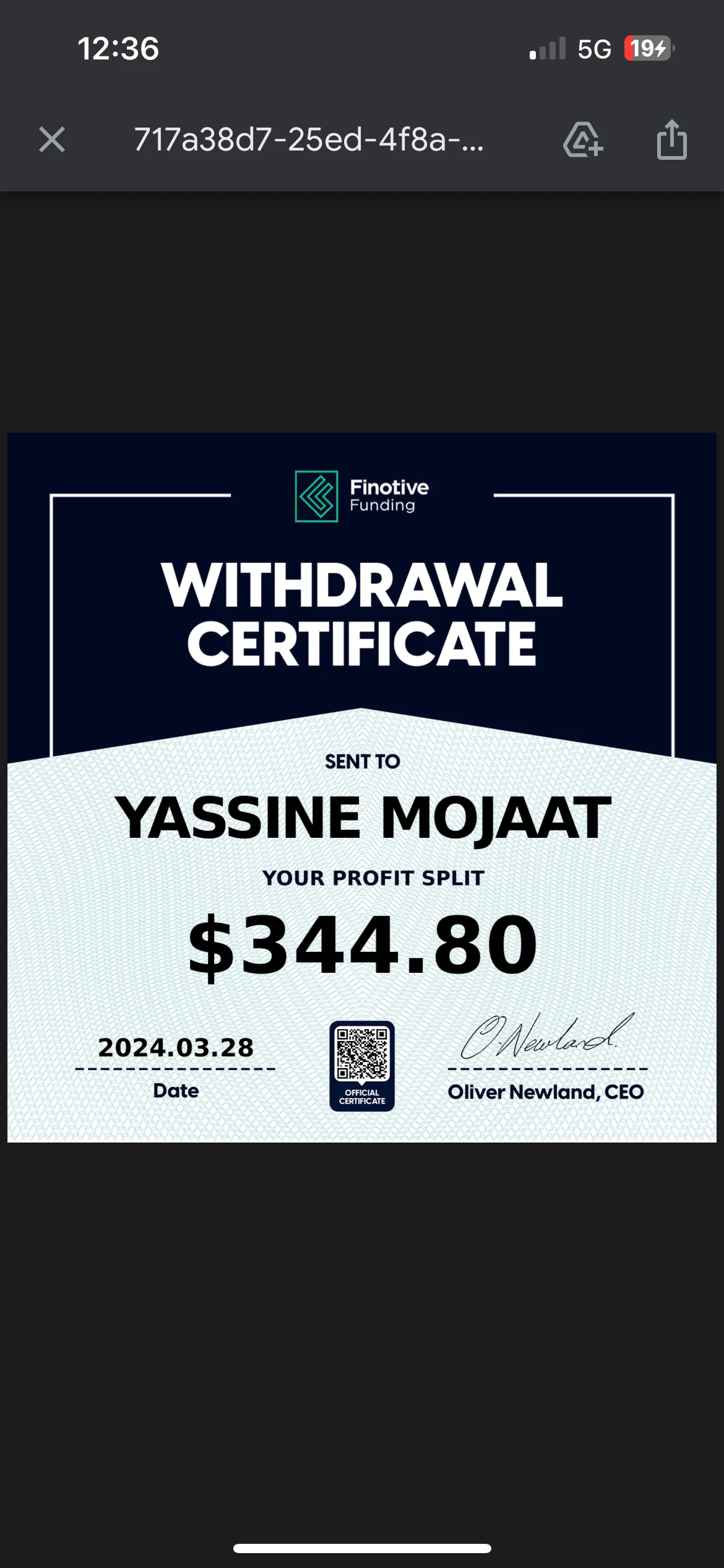Trading Certificate 62
