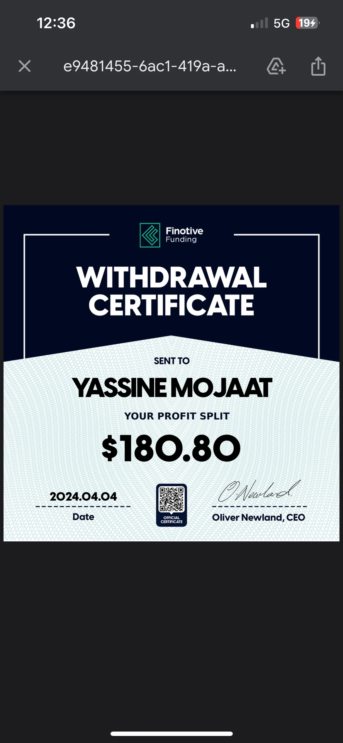 Trading Certificate 66